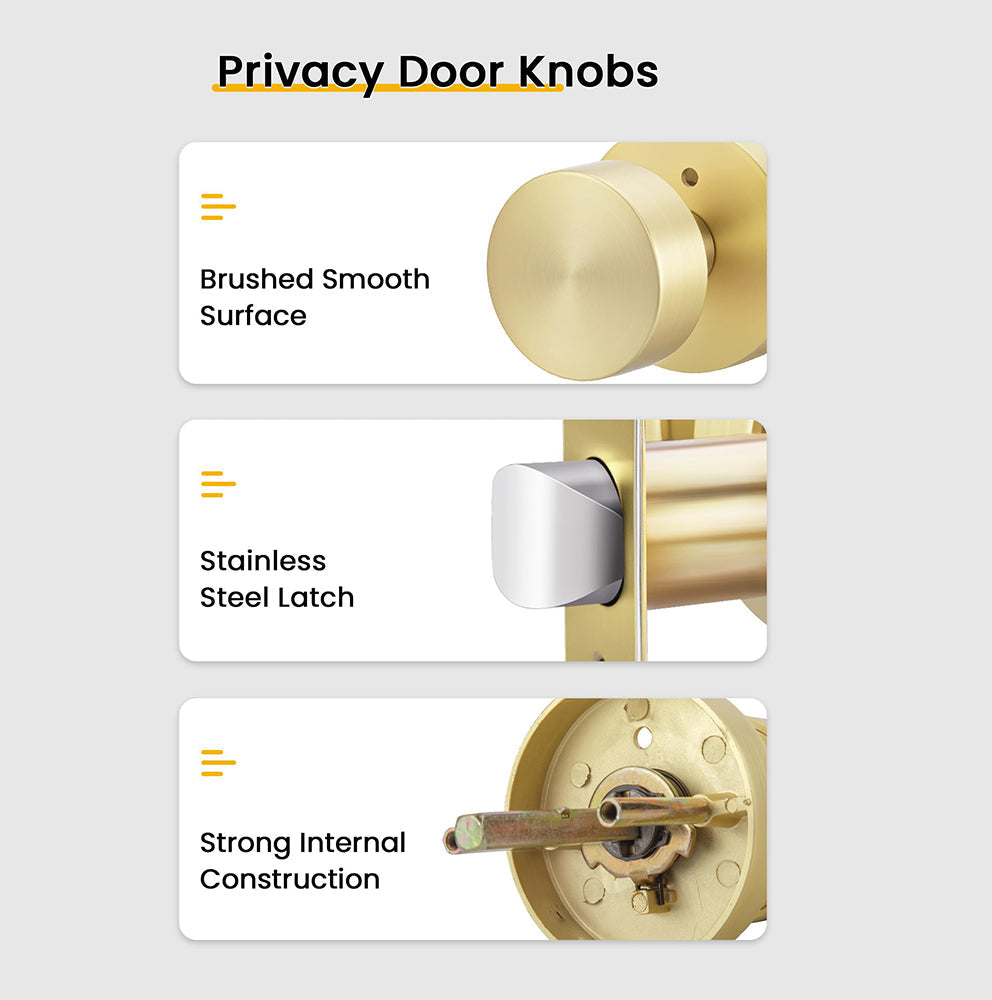 Heavy Duty Round Passage Door Knobs for Hallway and Closet Doors
