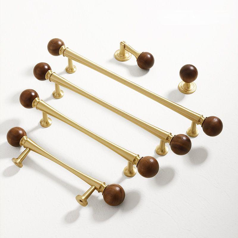Walnut and Gold Cabinet Pulls, Knob, and Pendant Pull