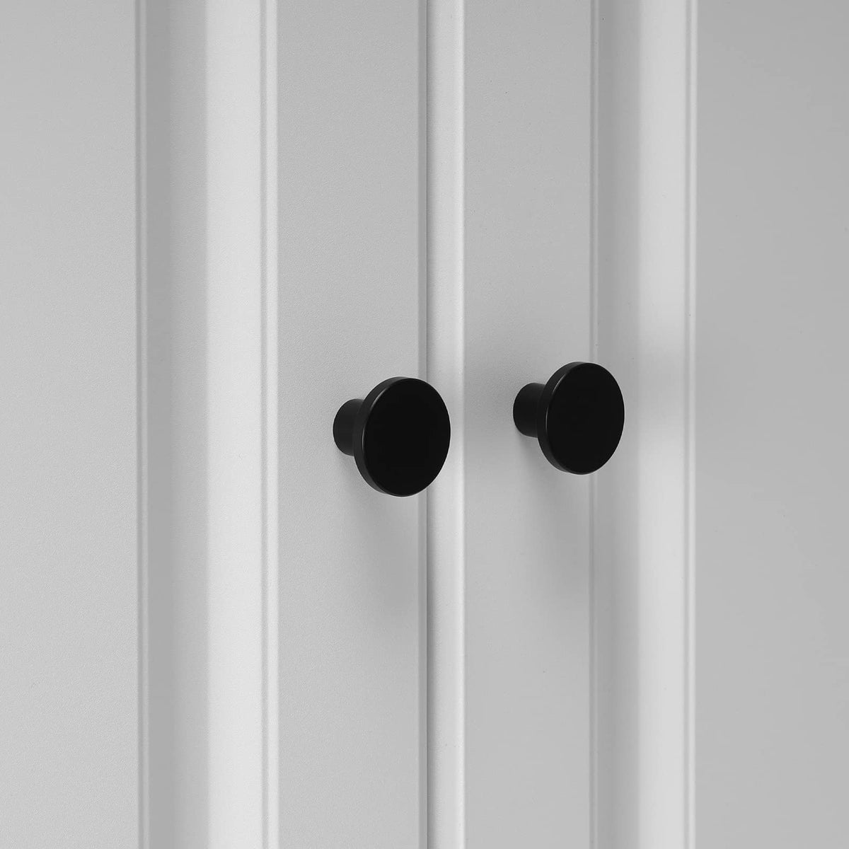 Matte Black Round Cabinet Knobs, 30 mm