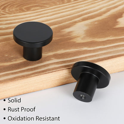 Matte Black Round Cabinet Knobs, 30 mm