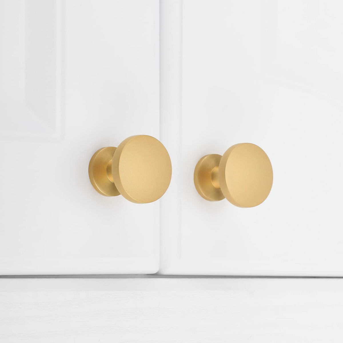 Brushed Brass Round Cabinet Knobs, 29 mm