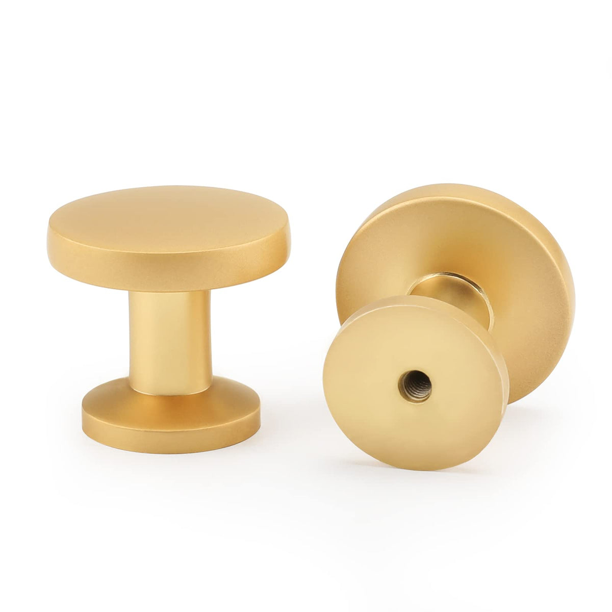 Brushed Brass Round Cabinet Knobs, 29 mm