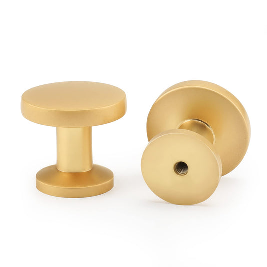 Brushed Brass Round Cabinet Knobs, 29 mm