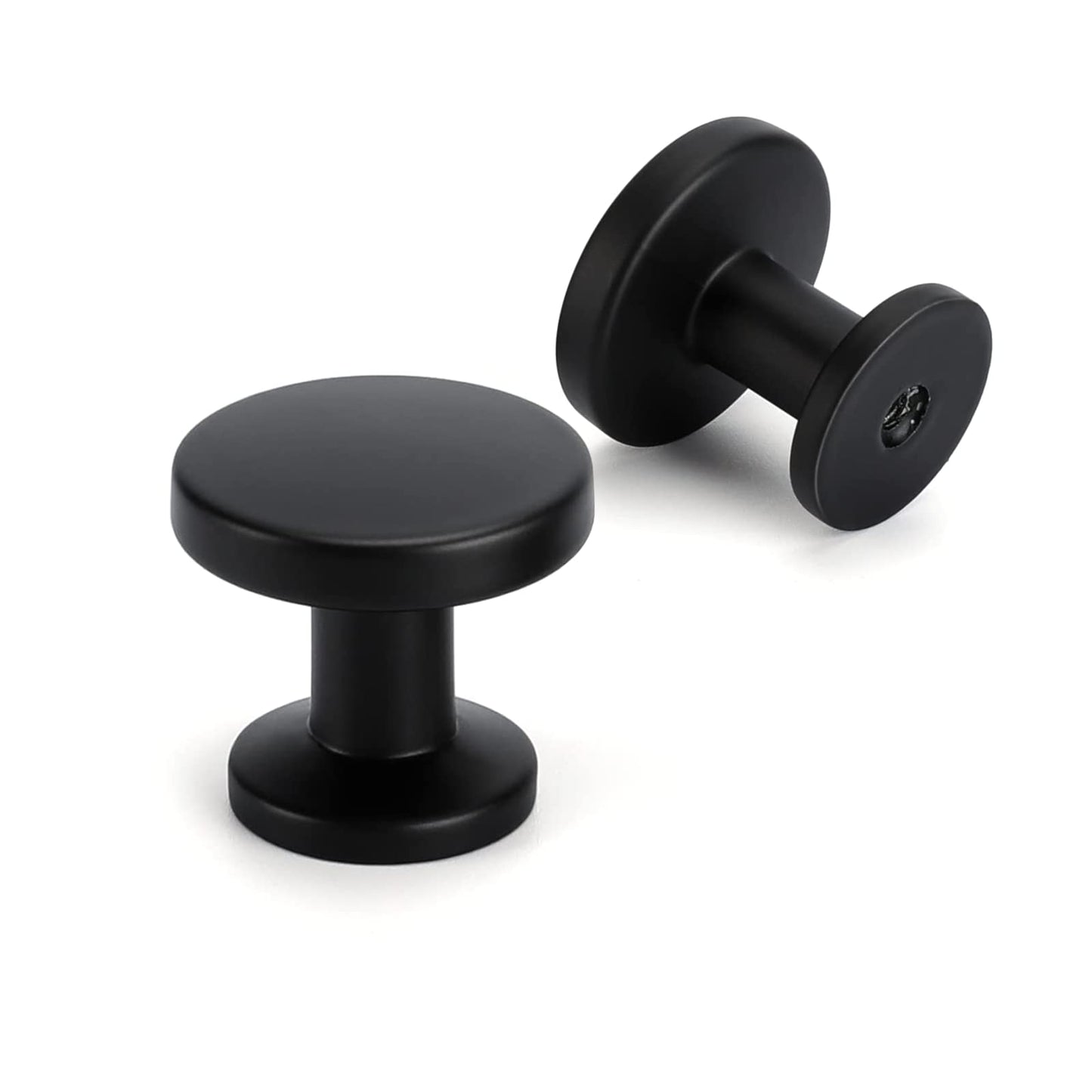 Matte Black Zinc Alloy Round Cabinet Knobs for Kitchens