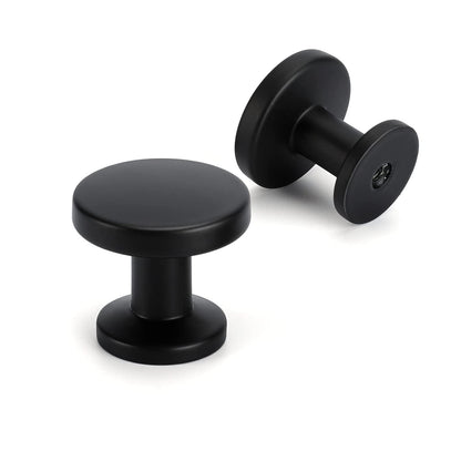 Matte Black Zinc Alloy Round Cabinet Knobs for Kitchens