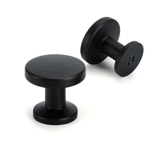 Matte Black Zinc Alloy Round Cabinet Knobs for Kitchens