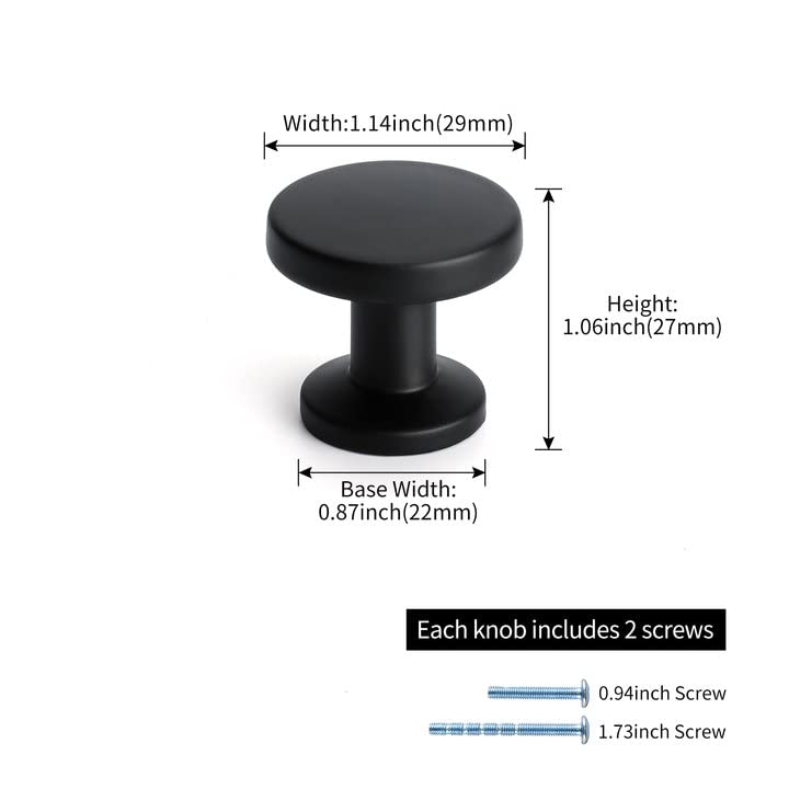 Matte Black Zinc Alloy Round Cabinet Knobs for Kitchens