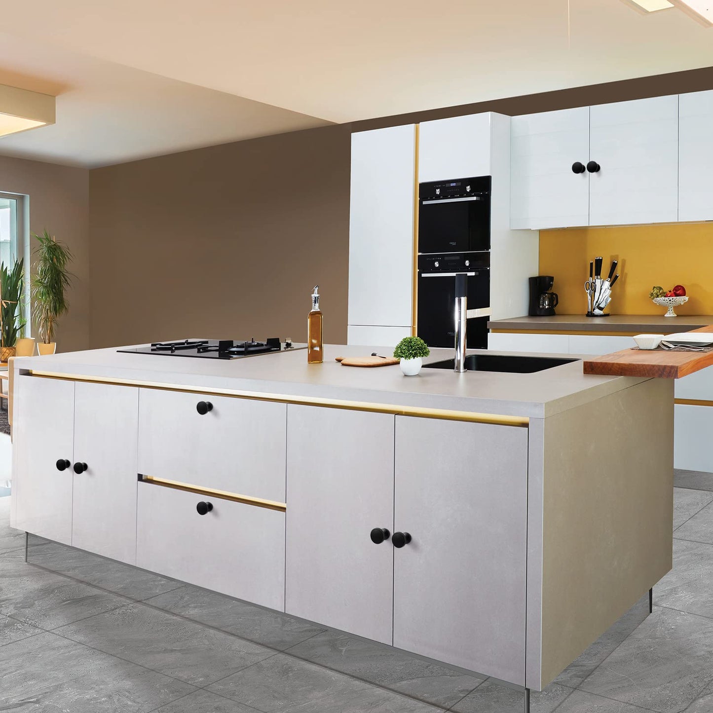 Matte Black Zinc Alloy Round Cabinet Knobs for Kitchens