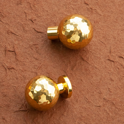 Hammered Gold Brass Cabinet Knobs, Single Hole