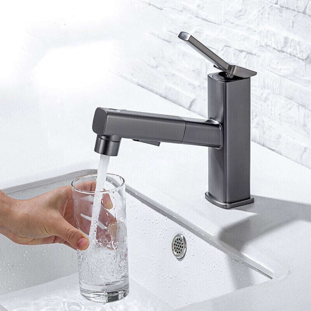 Tavik Modern Square Dual-Mode Pull-Out Bathroom Sink Faucet