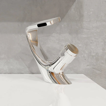 Rivora Modern Waterfall Basin Bathroom Sink Faucet, Single Handle Single Hole