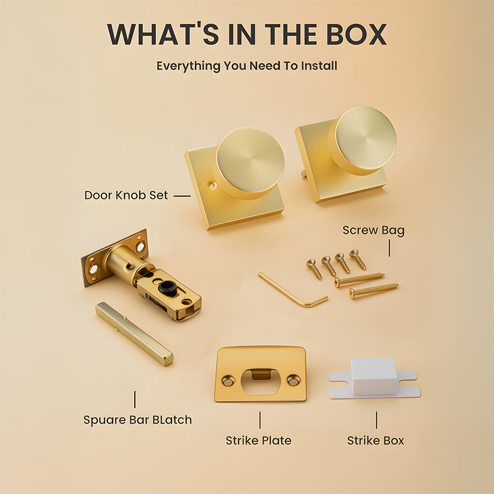 Heavy Duty Square Door Knobs for Closet, Hallway and Bathroom Doors