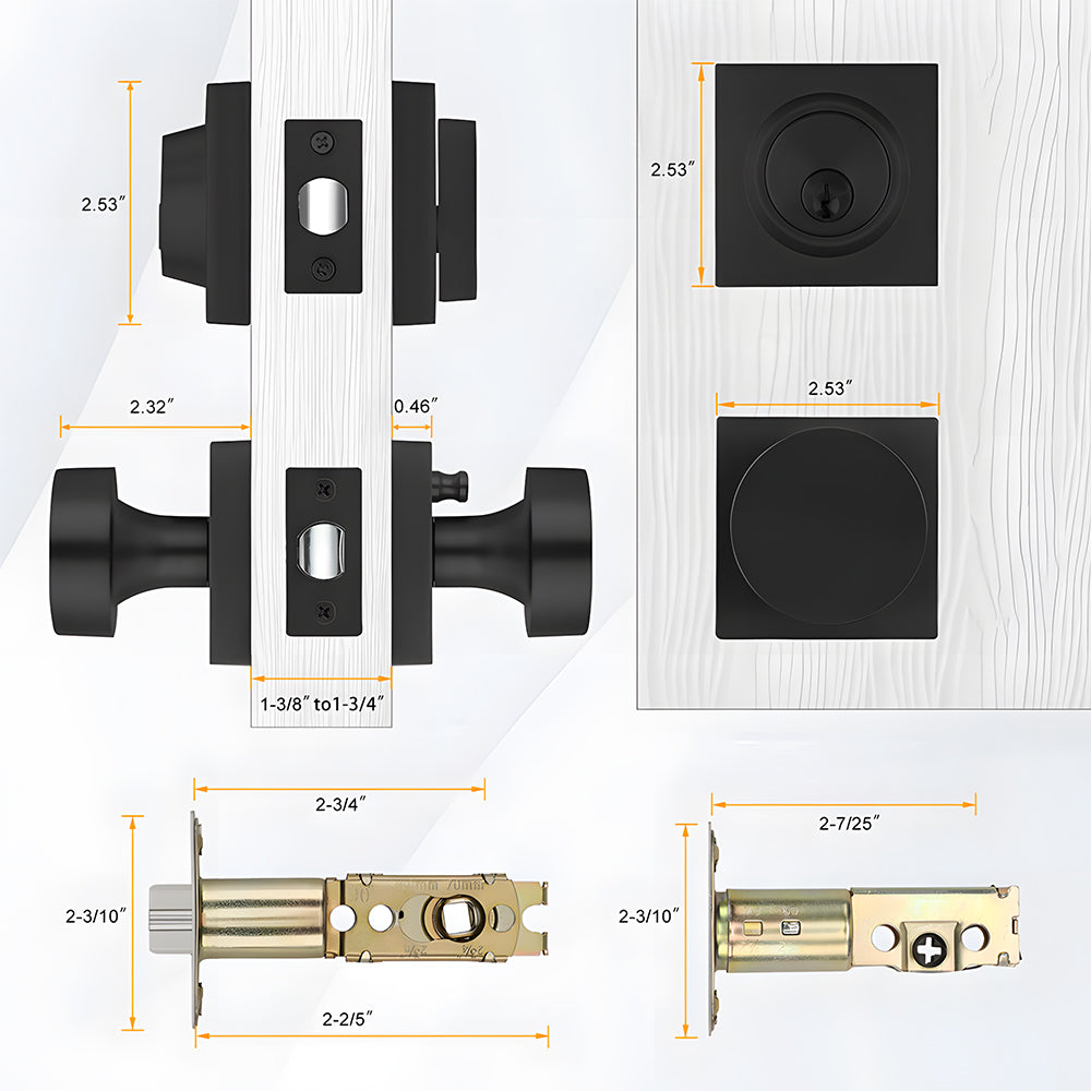 Keyed Entry Door Knob and Deadbolt Set for Exterior Doors
