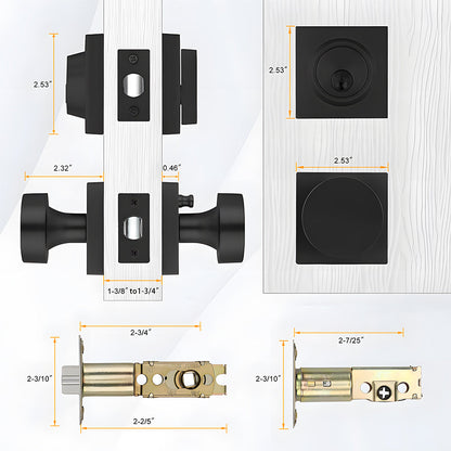 Keyed Entry Door Knob and Deadbolt Set for Exterior Doors