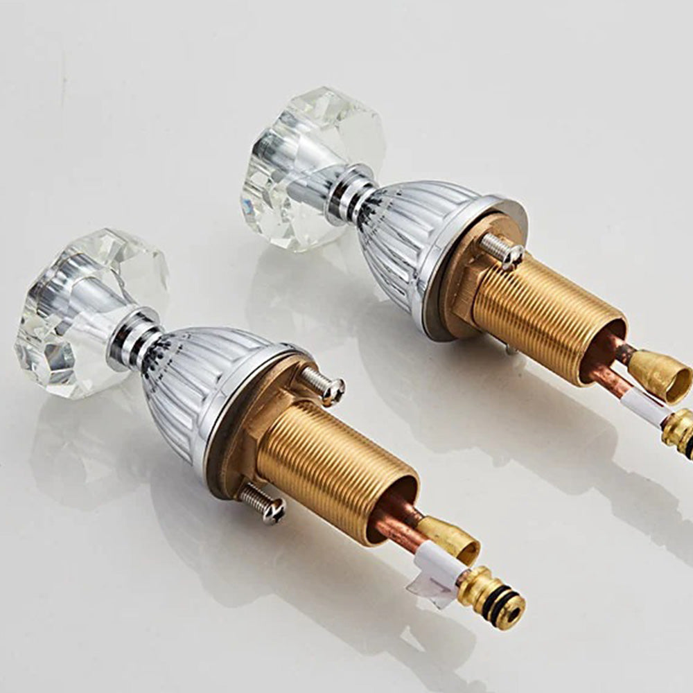 Aurion Retro Crystal Handle 3-Hole Widespread Bathroom Sink Faucet