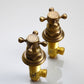 Antique Brass Dual Cross Handles Widespread 3 Hole Bathroom Faucet