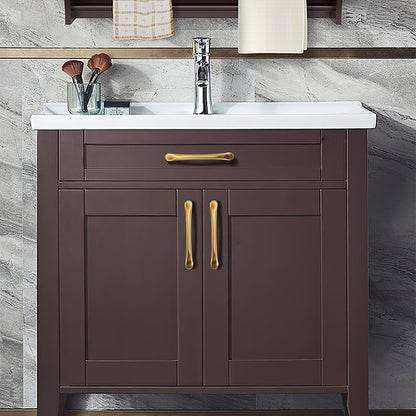 Curved Brass Cabinet Pulls in Gold and Black