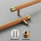 Wood Cabinet Handles with Brushed Brass Ends