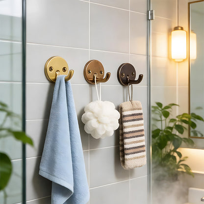 Solid Brass Round-Base Wall Hooks for Coats & Towels