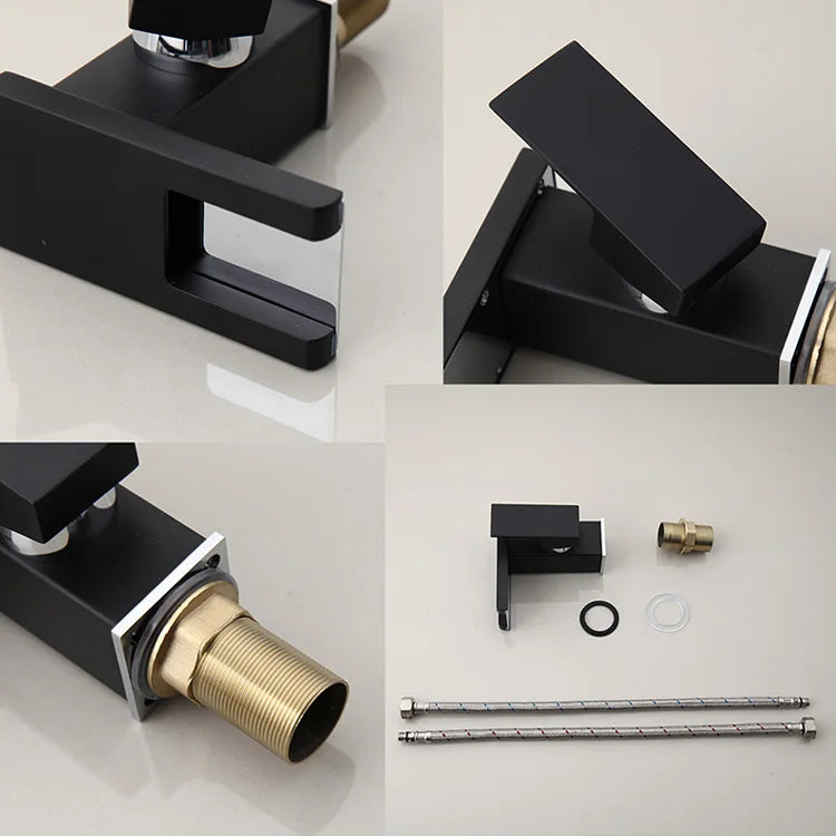 Lumina Modern LED Waterfall Bathroom Sink Faucet With Color-Changing LED Temperature Light