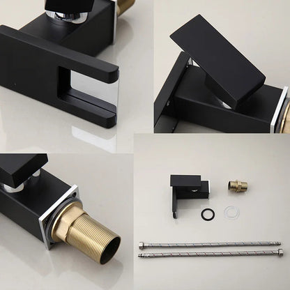 Lumina Modern LED Waterfall Bathroom Sink Faucet With Color-Changing LED Temperature Light