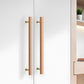 Wood Square Bar Cabinet Handles and Drawer Pulls with Brass Base