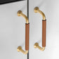 Leather-Wrapped Round Bar Cabinet Pulls and Door Handles