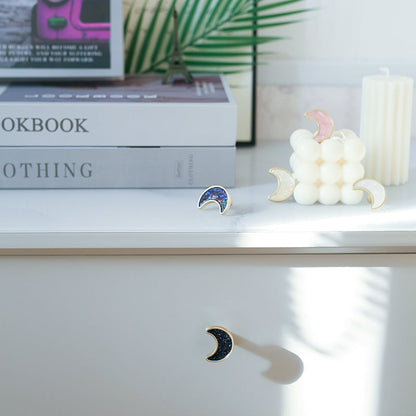 Crescent Moon Cabinet Knobs with Colored Insets