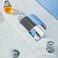 Crystal Handle Brass Curved Bathroom Faucet For 3 Hole Sink