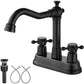 European Antique Two-hand Wheel 3 Hole Bathroom Faucet