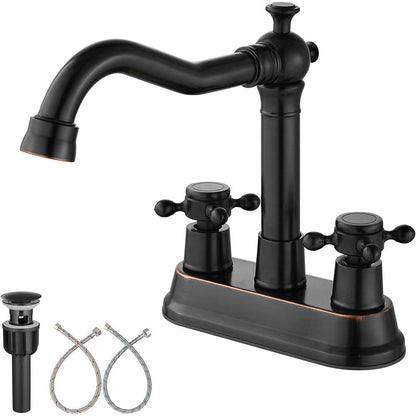 European Antique 3-Hole Bathroom Sink Faucet with Dual Hand Wheel Handles