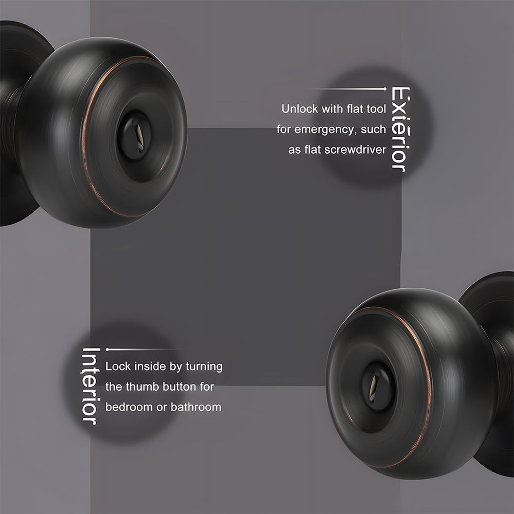 Keyless Interior Privacy Door Knobs for Bedroom and Bathroom Doors