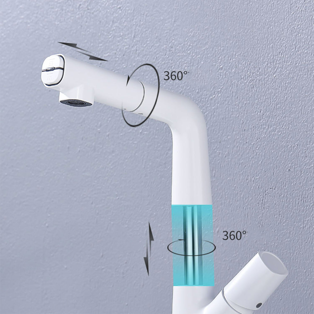 Aquion Single Hole Height Adjustable Pull Out Bathroom Sink Faucet with Dual Spray Modes