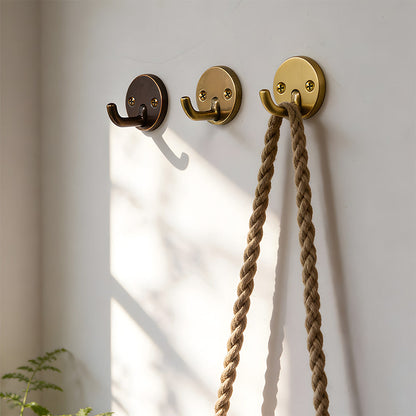 Solid Brass Round-Base Wall Hooks for Coats & Towels