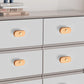 Beech Finish Wood Drawer Pulls with Copper Accents
