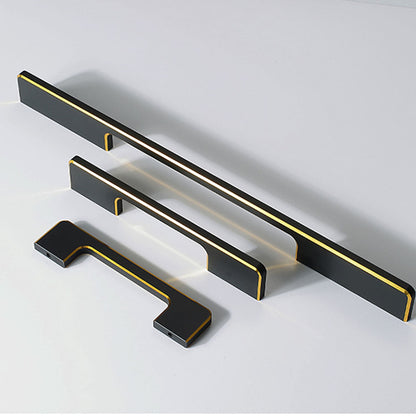 Two-Tone Black Aluminum Alloy Cabinet Handles and Pulls