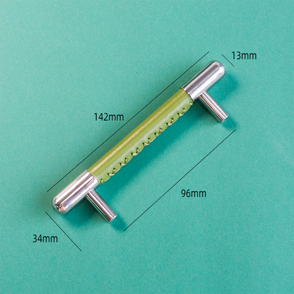 Colorful Leather Cabinet Pulls and Knobs, Stainless Steel