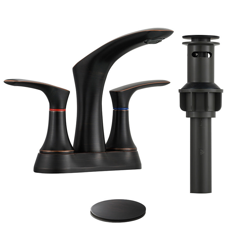 Space-Saving Modern 3-Hole Two-Handle Bathroom Sink Faucet