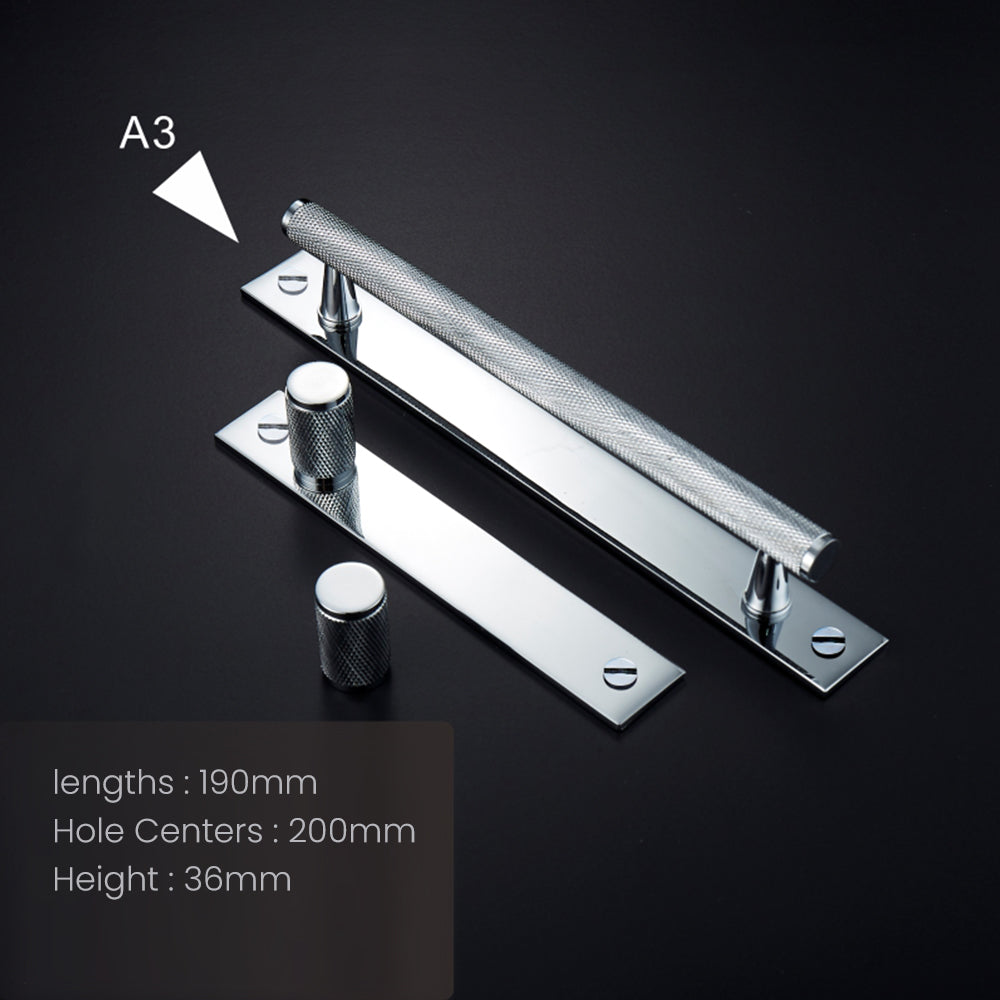 Chrome Textured Cabinet Pulls and Knobs with Backplate Options