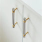 Two-Tone Round Bar Cabinet Handles with Brass Feet