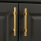 Gold Knurled Solid Brass Round Bar Cabinet Pulls with T-Bar Knob Option