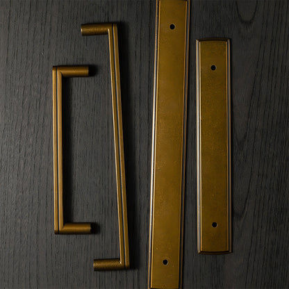Gold Long Cabinet Pulls with Rectangular Backplate