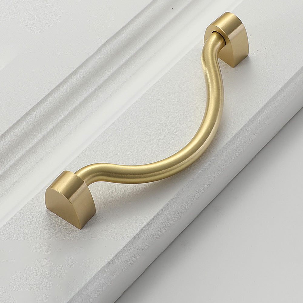 Brushed Brass S-Curve Drop Bail Drawer Pulls for Dressers