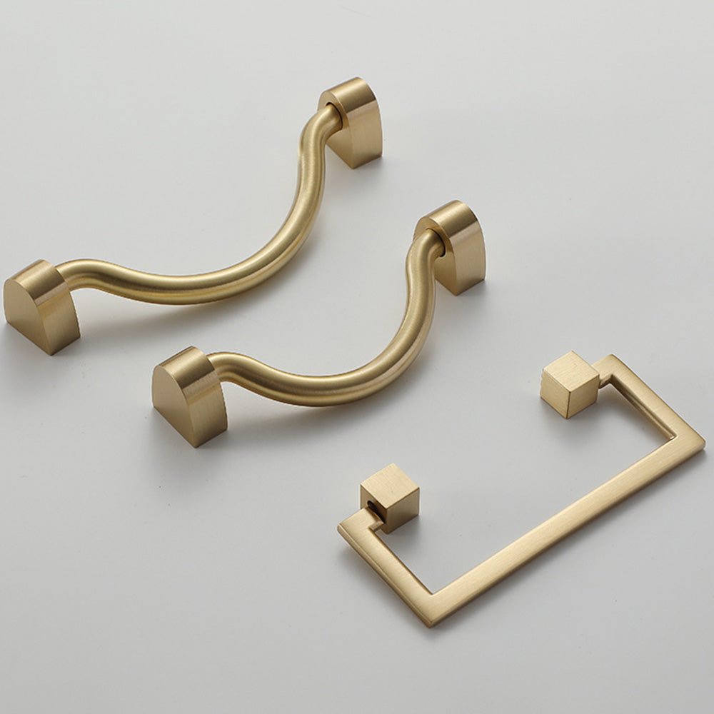 Brushed Brass S-Curve Drop Bail Drawer Pulls for Dressers