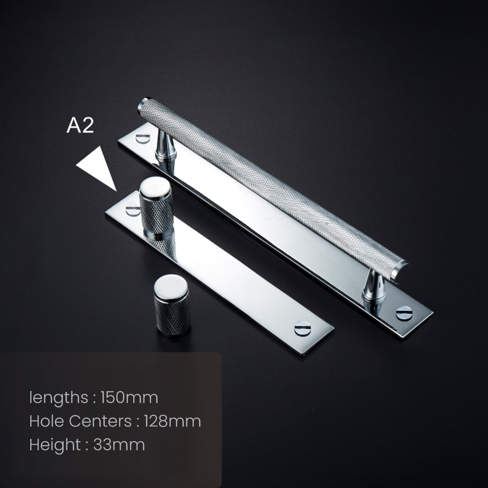 Chrome Textured Cabinet Pulls and Knobs with Backplate Options