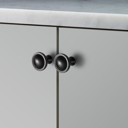 Curved Cabinet Pull Handles and Matching Round Knobs