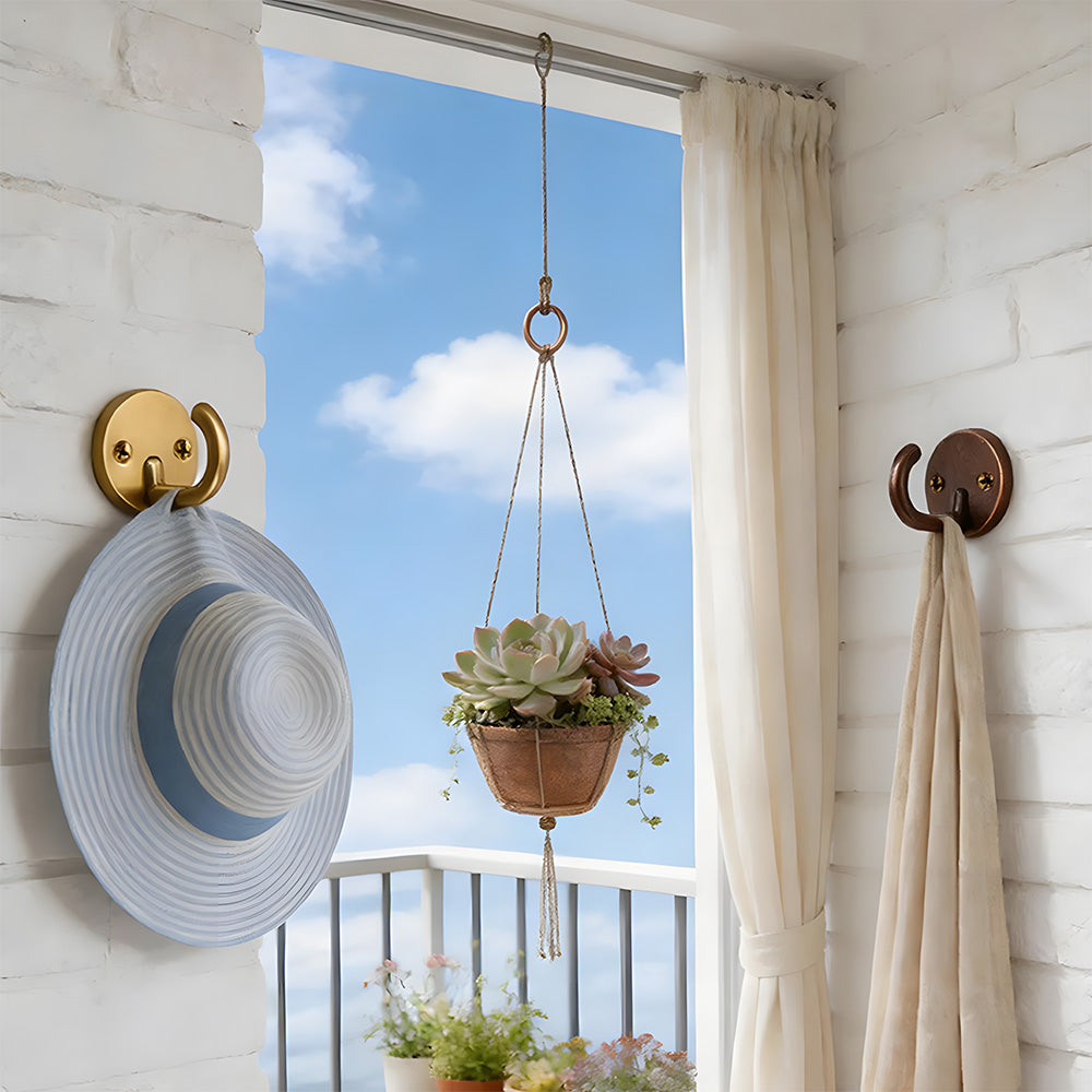 Solid Brass Round-Base Wall Hooks for Coats & Towels