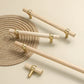 Wood and Brass Round Bar Cabinet Handles and Drawer Pulls