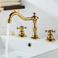 Antique Brass Dual Cross Handles Widespread 3 Hole Bathroom Faucet