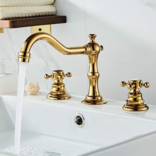 Brassivo Antique Dual Cross Handle 3-Hole Widespread Bathroom Sink Faucet